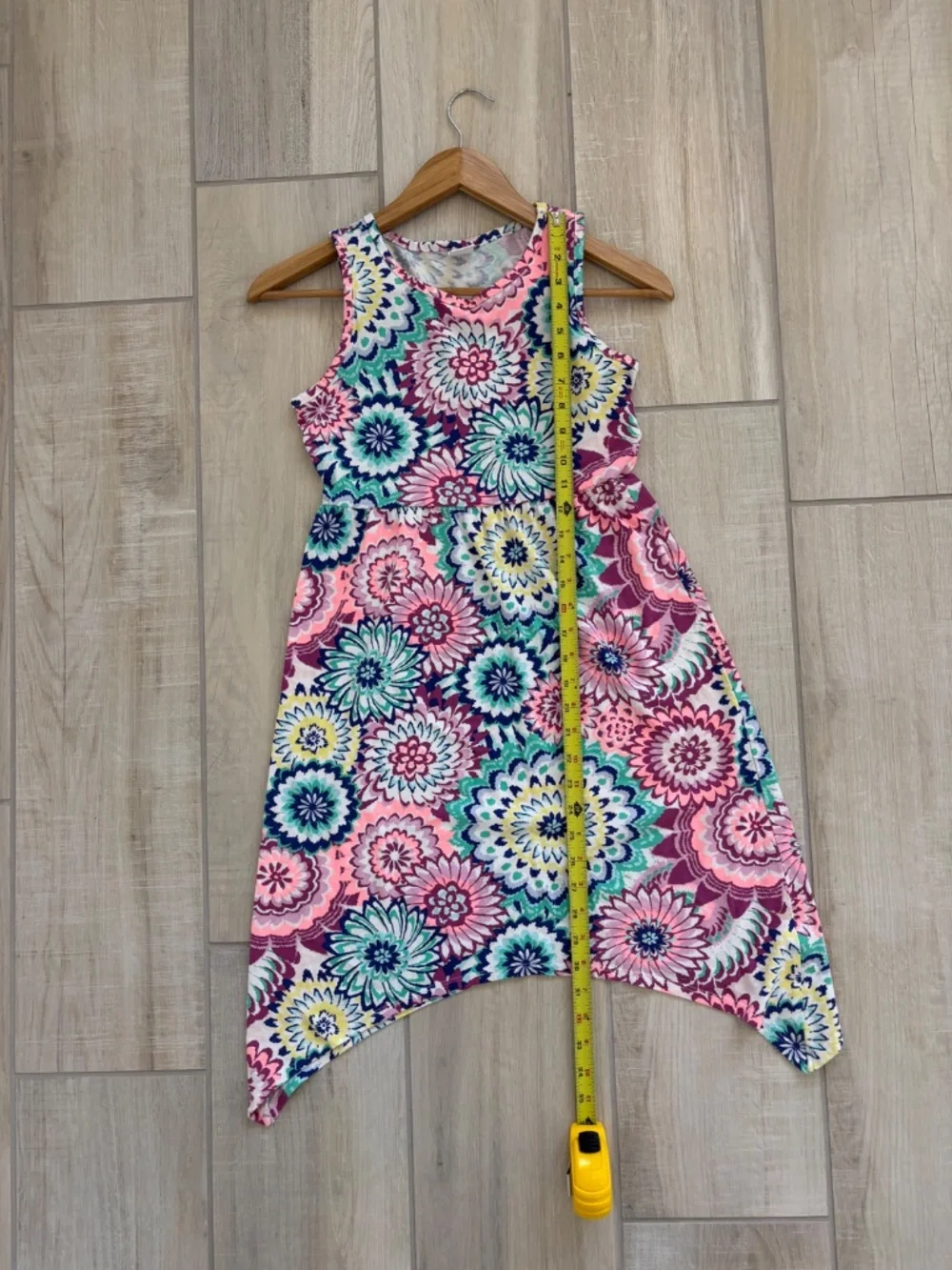 Gymboree Girls Multi-Color Floral Medallion Sharkbite Hem Dress, Size L (10/12)